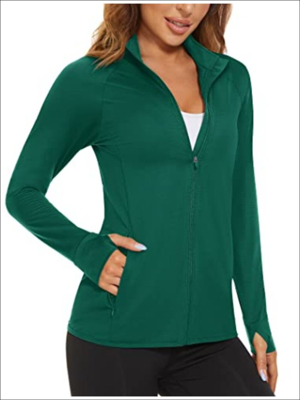 UPF 50+ Lightweight Athletic Jacket Full Zip Sun Protection Hiking Outdoor